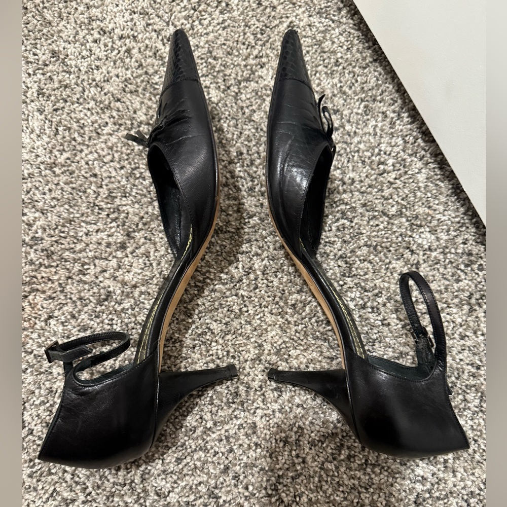 Kate Spade black kitten heel black leather shoes, women's size 8.5 - Picture 7 of 15